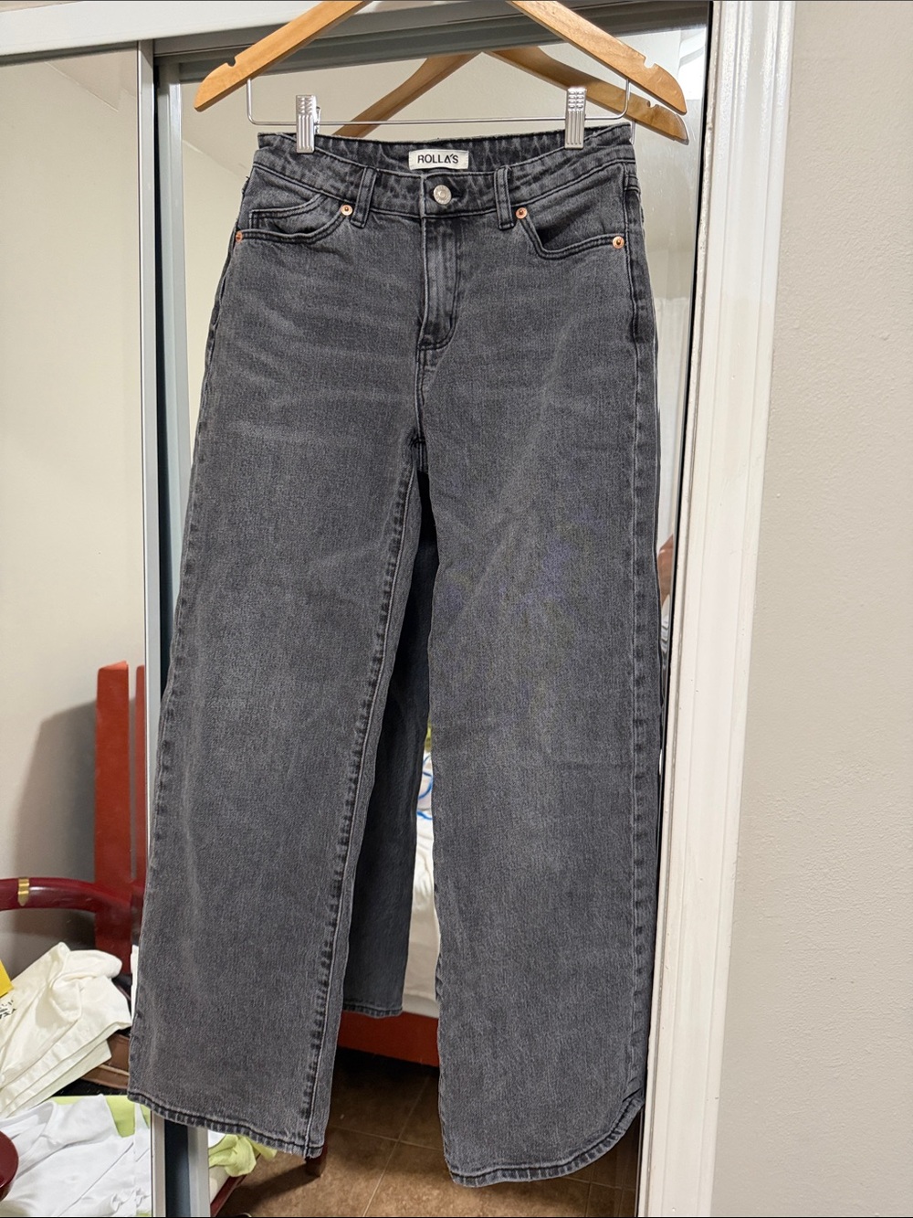 ROLLA'S Women's Wide Leg Jeans in Washed Black